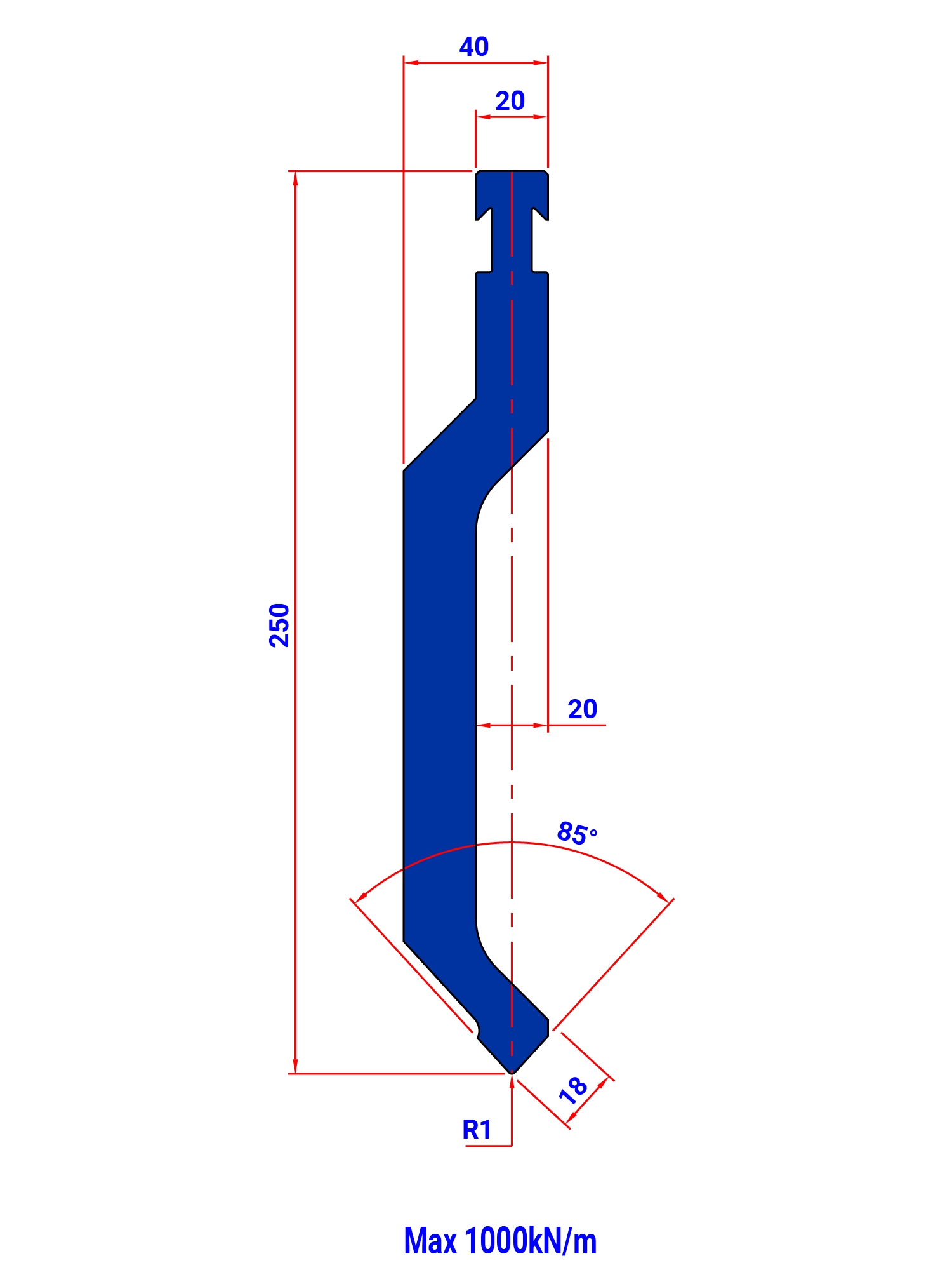 P8RF 85° R 1 H 250