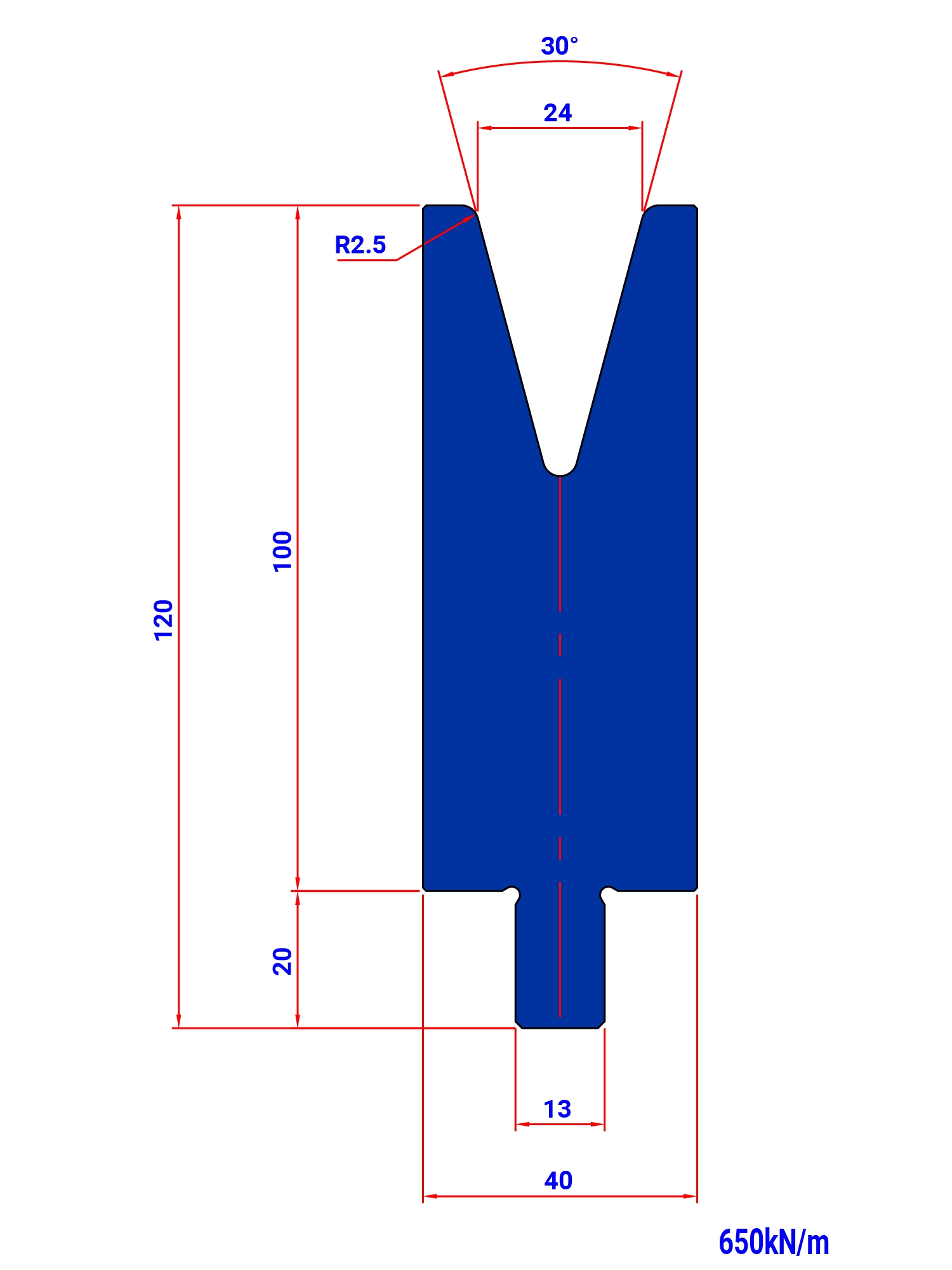 T24 30° H 100