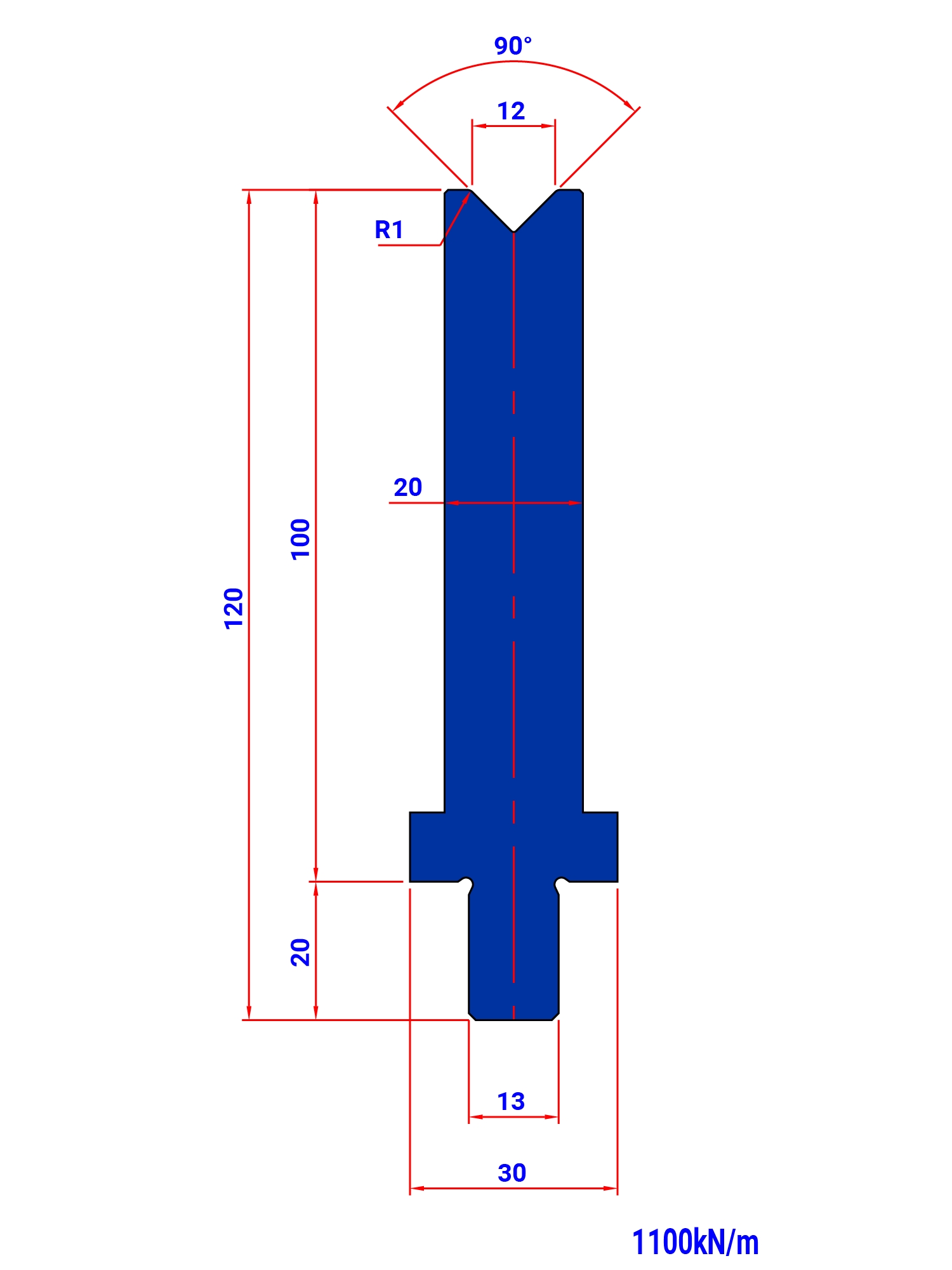 T12 90° H 100